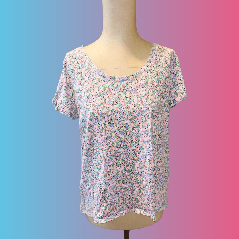 J. Jill Multicolor Floral Short Sleeve Top